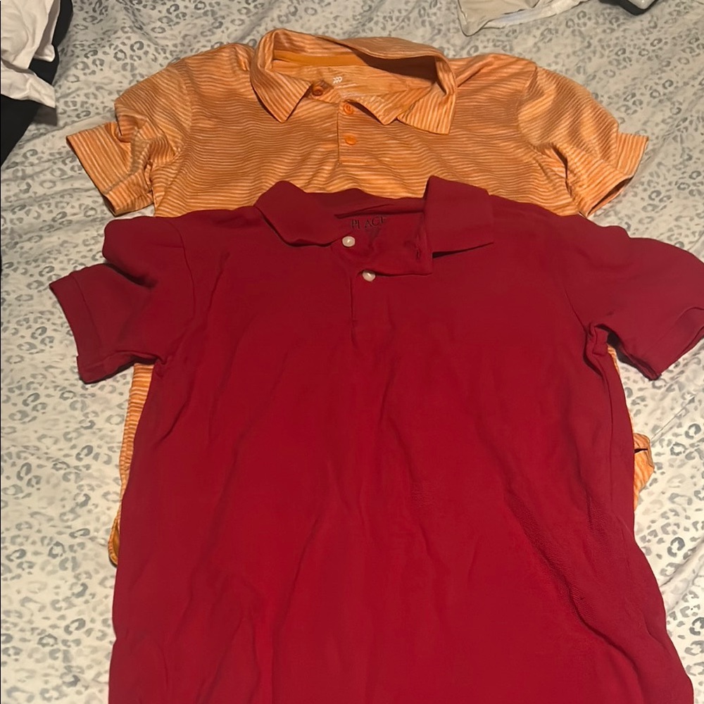 Red and Orange Boys Short Sleeve Polo Shirts - 12